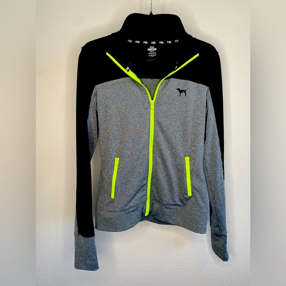 PINK Victoria’s Secret track jacket size Xsmall  grey with black